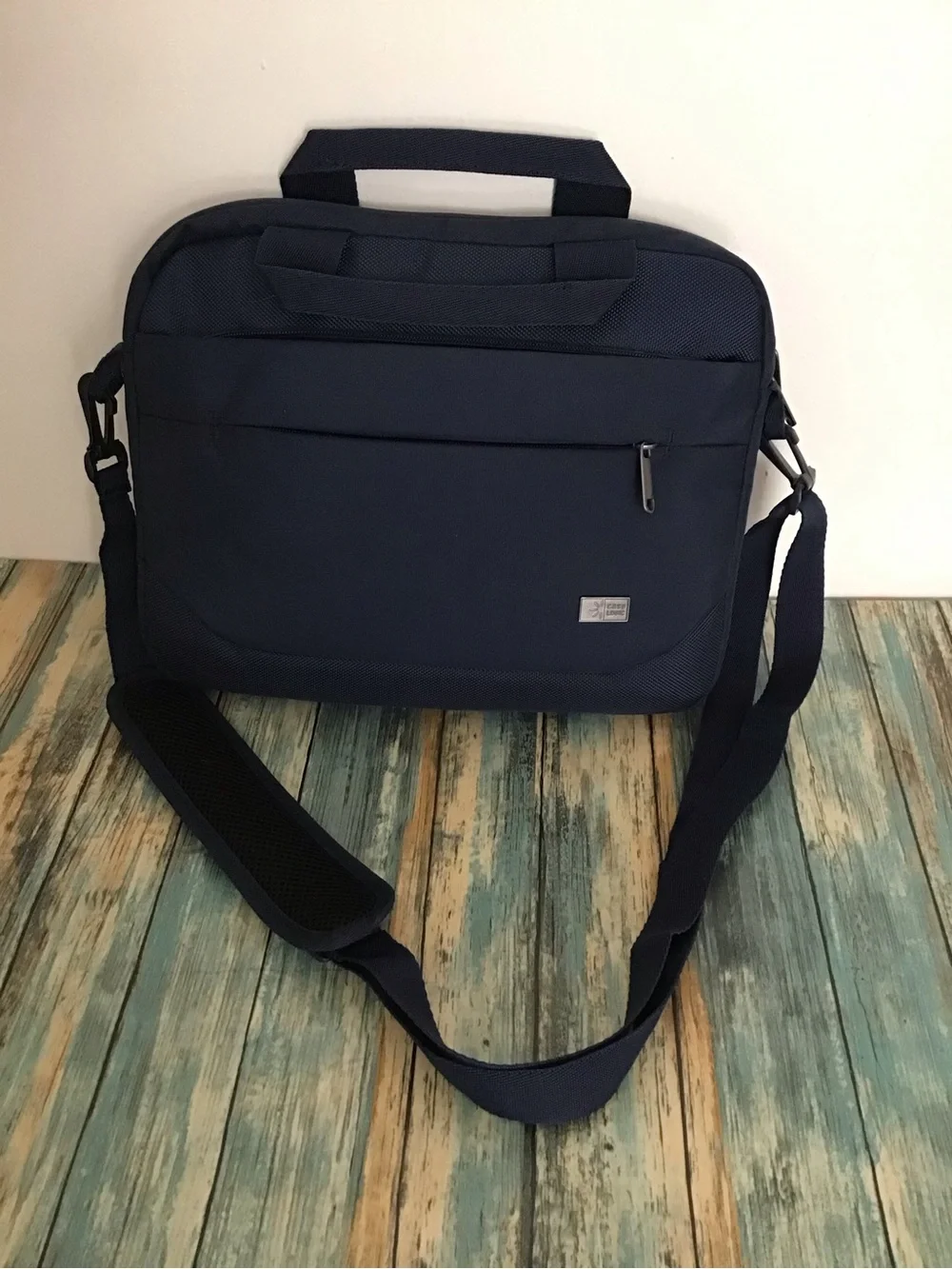 Navy Laptop Messenger Bag with Padded Strap
